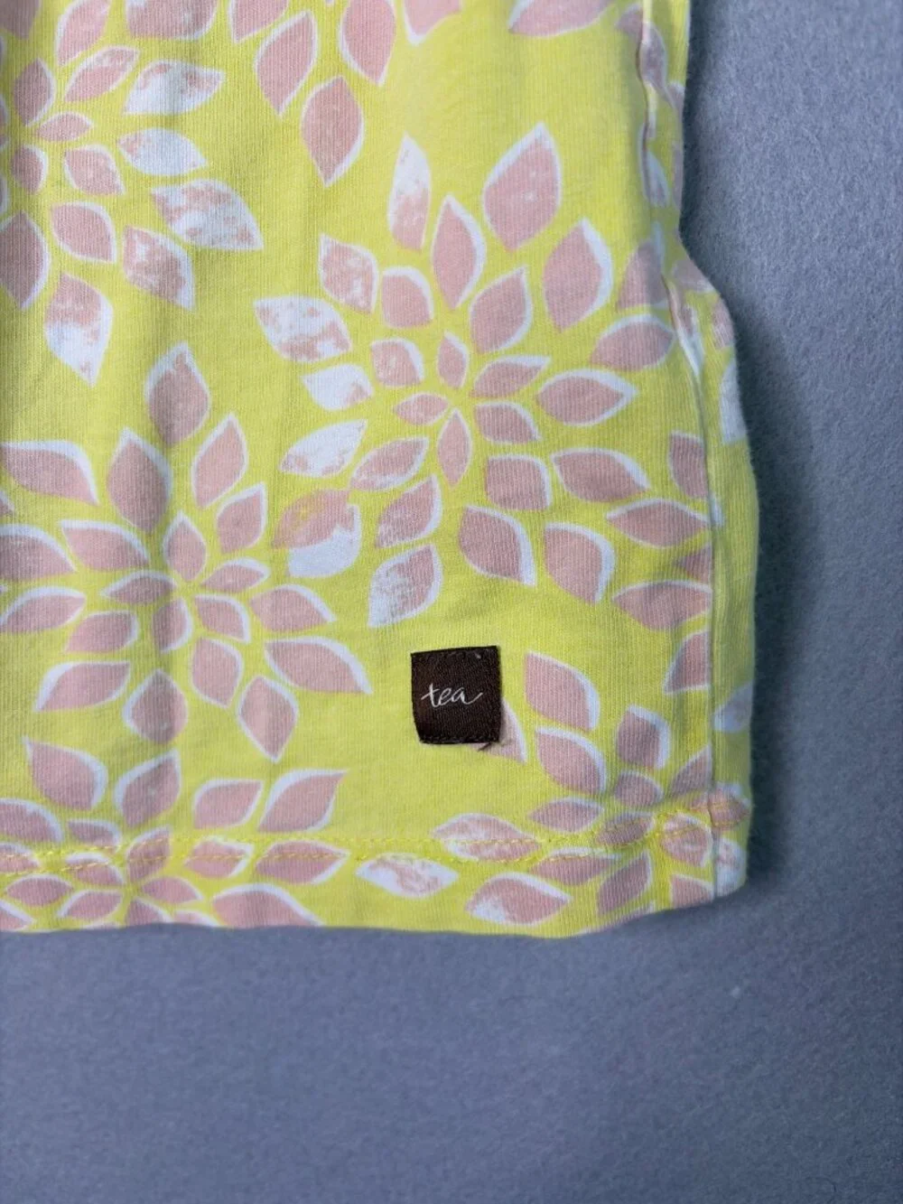 Tea Collection Dress Size 5 Yellow Flutter Sleeve 100% Cotton